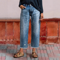 Jeans corti dritti retro per donna