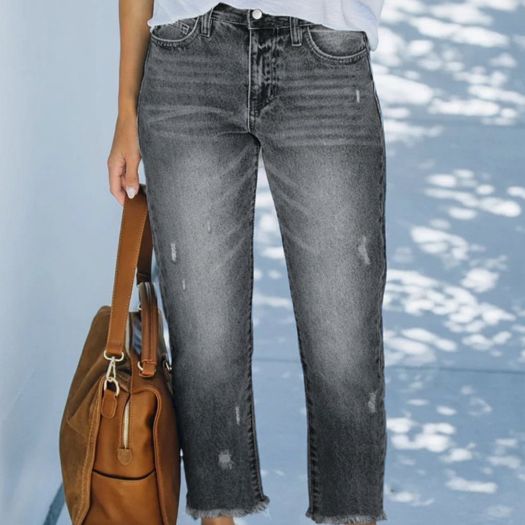 Jeans corti dritti retro per donna