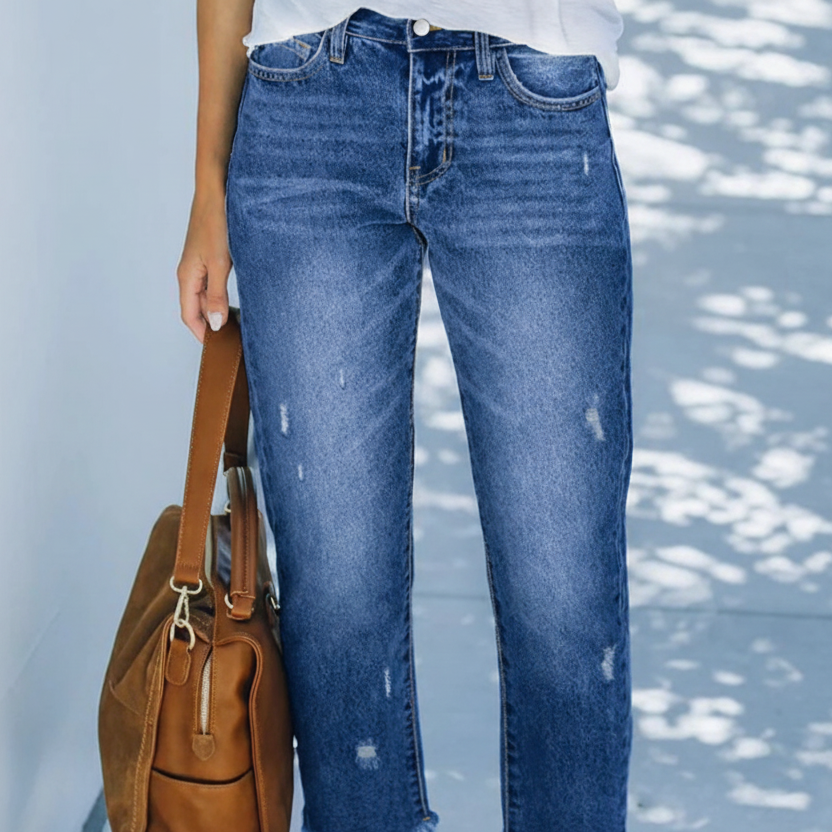 Jeans corti dritti retro per donna
