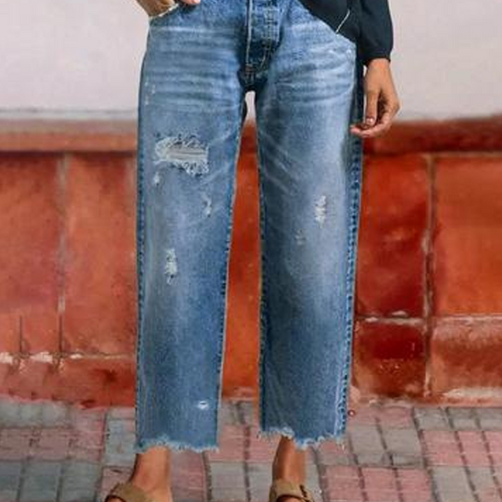 Jeans corti dritti retro per donna