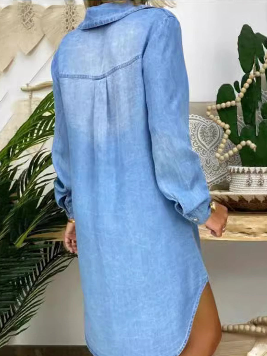Donna | Vestito Camicia in Denim Casual Elegante