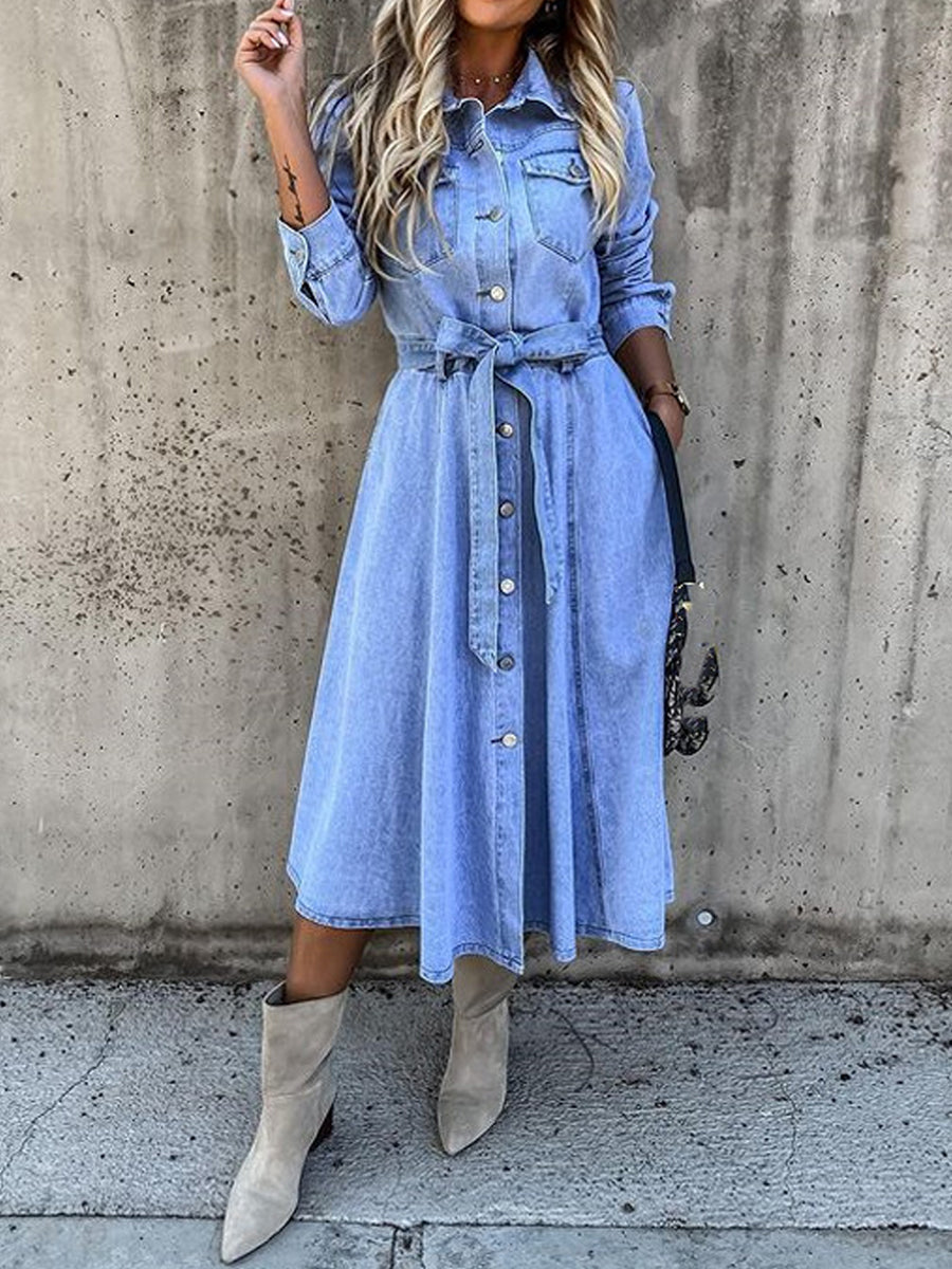 Luna | Vestito in Denim a Manica Lunga