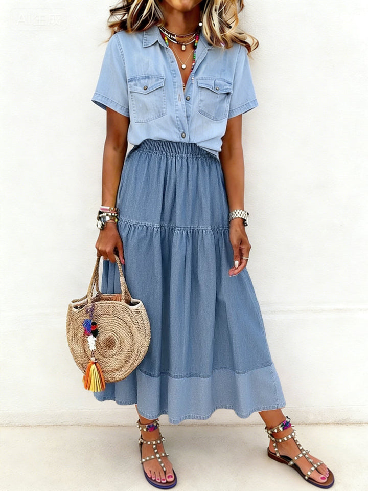 Sarah | Gonna di jeans con vita elastica