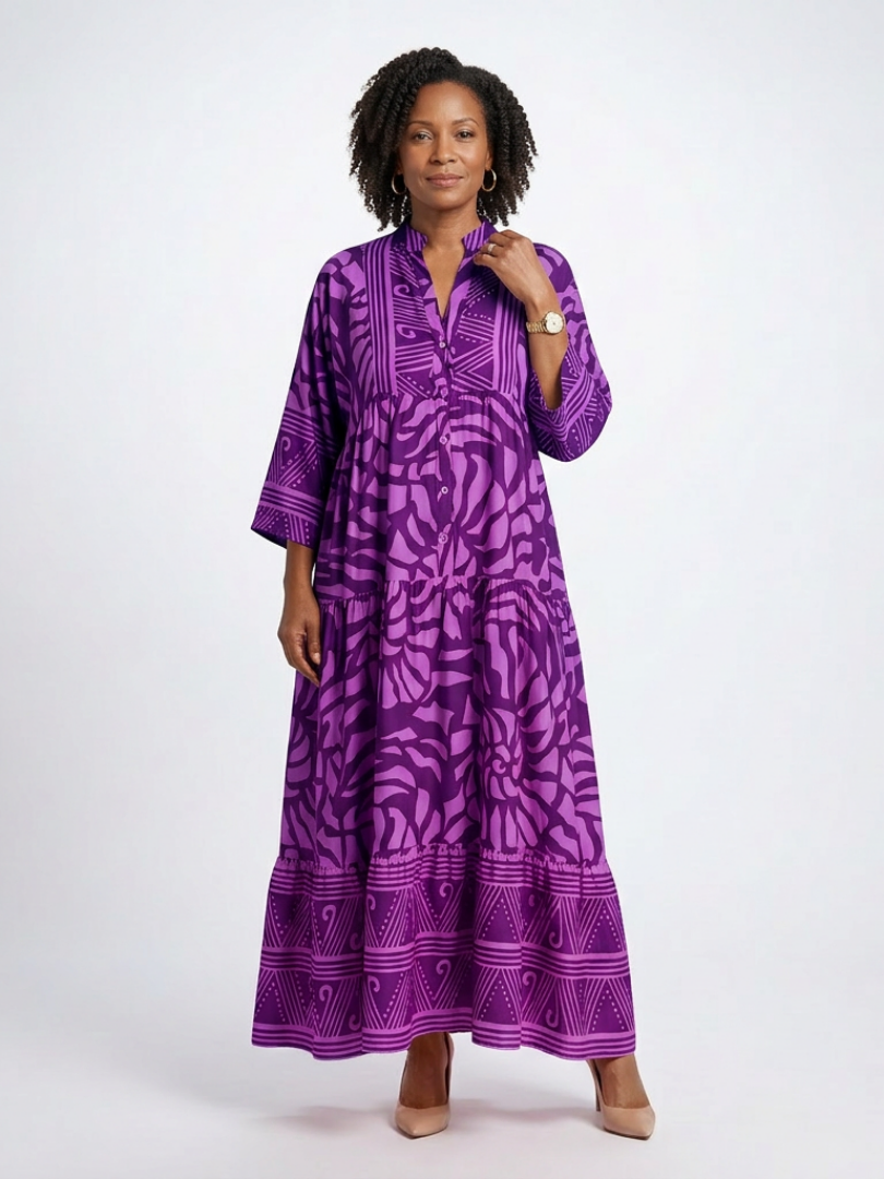Marielle | Vestito Midi con Bottoni Frontali