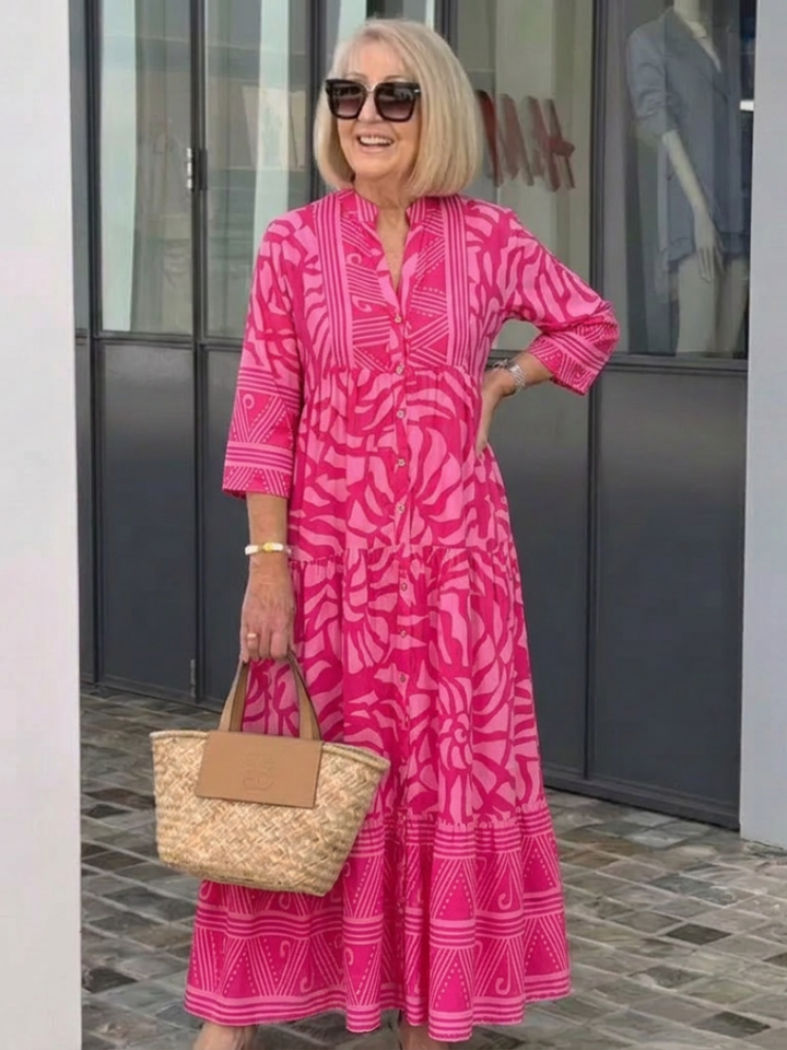 Marielle | Vestito Midi con Bottoni Frontali