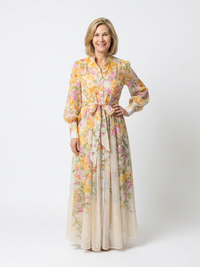 Cressida | Vestito Maxi Floreale Semitrasparente a Manica Lunga