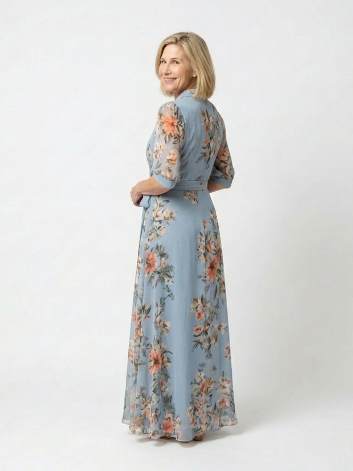 Elowen | Vestito Maxi con Collo a V e Stampa Floreale