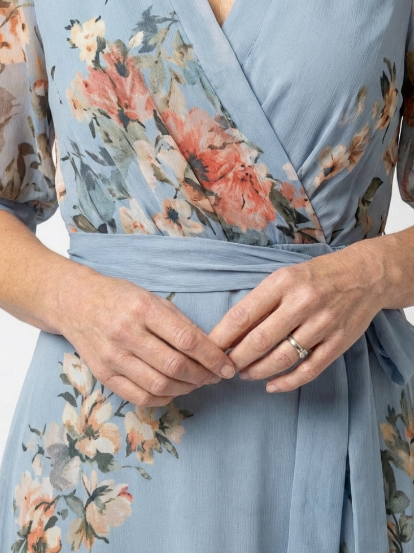 Elowen | Vestito Maxi con Collo a V e Stampa Floreale